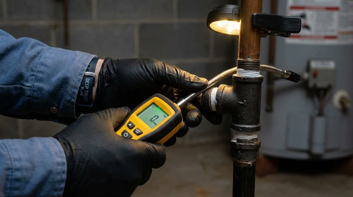 Gas leak detection with electronic sniffer by Johns Plumbing LLC in Hilton