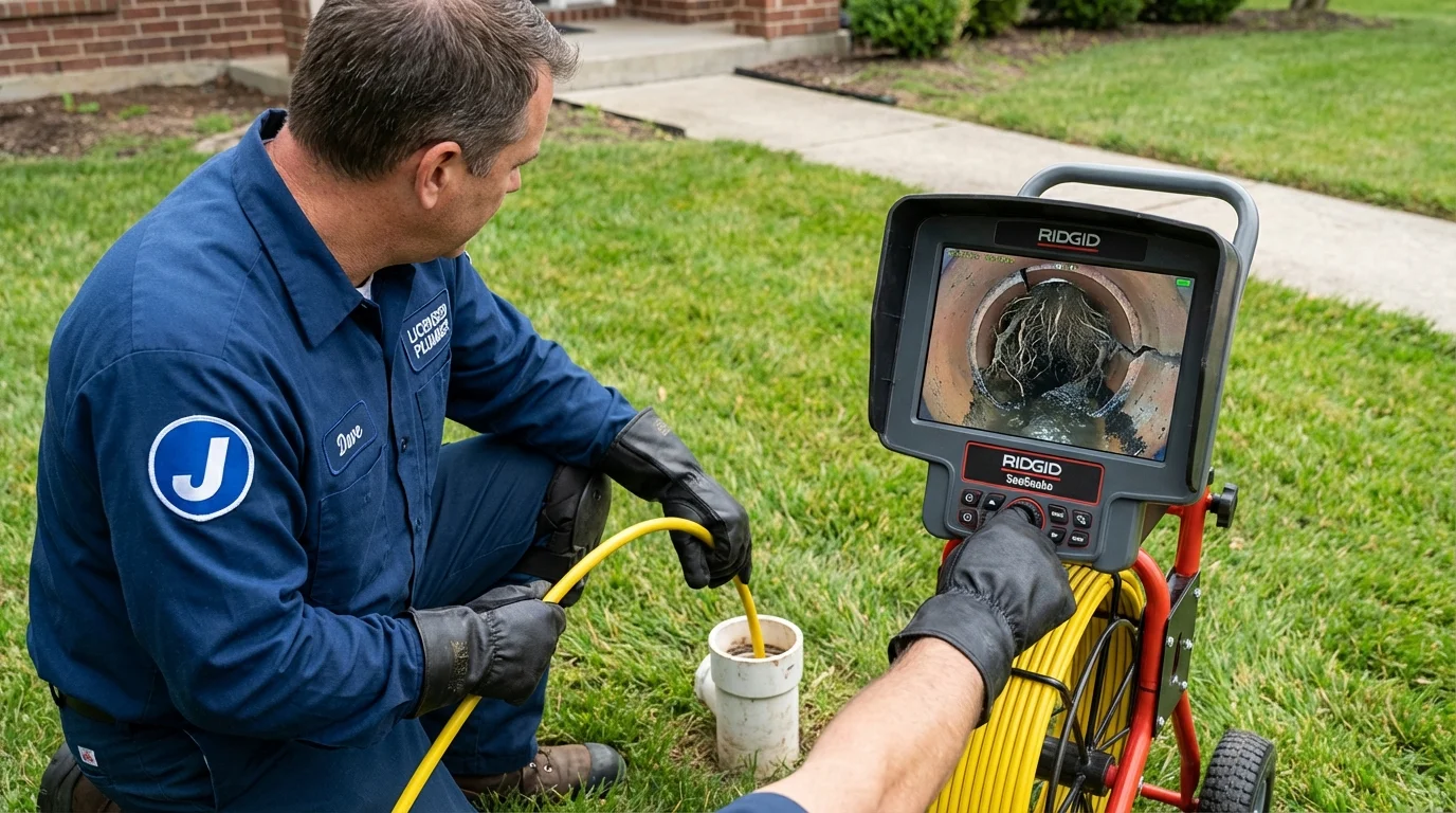 Sewer camera inspection being performed by Johns Plumbing LLC in Hilton